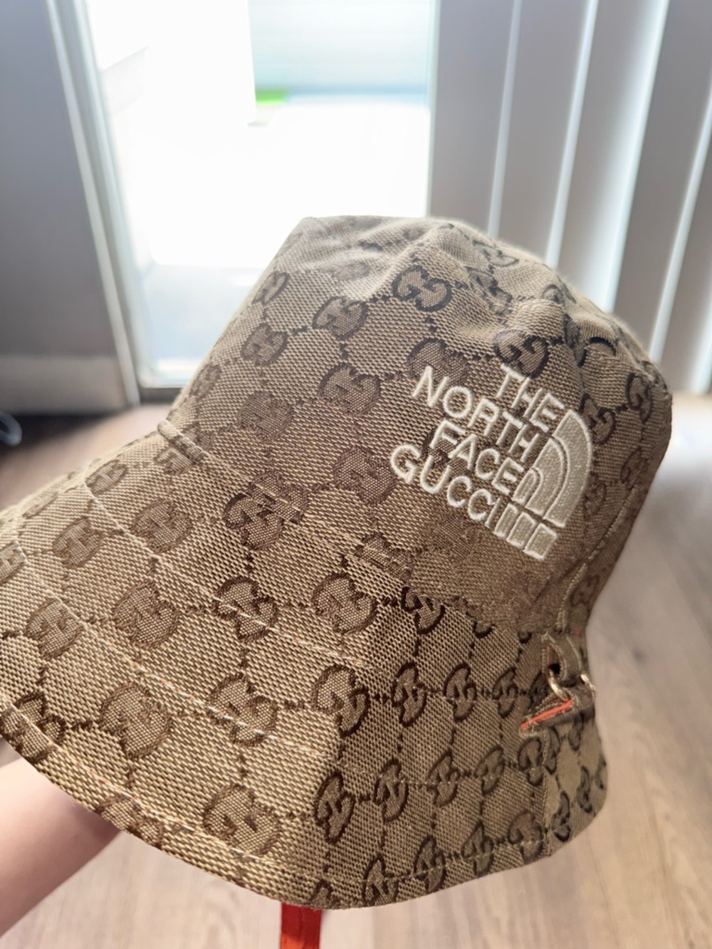 Gucci hat Beige GG Monogram Bucket Hat with Orange Trim - Picture 2 of 6